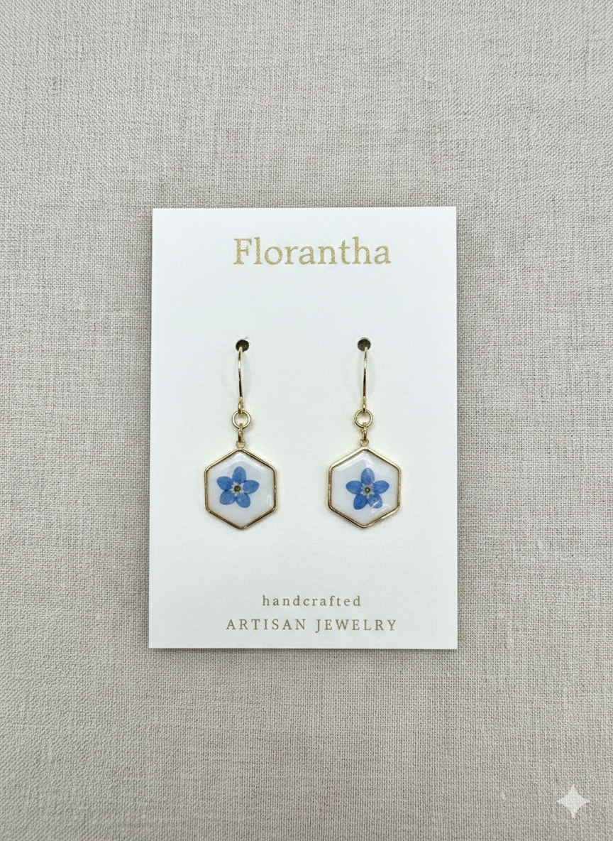 The Forget-Me-Not Hexagon Earring