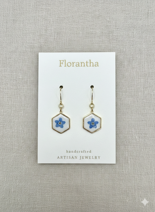 The Forget-Me-Not Hexagon Earring