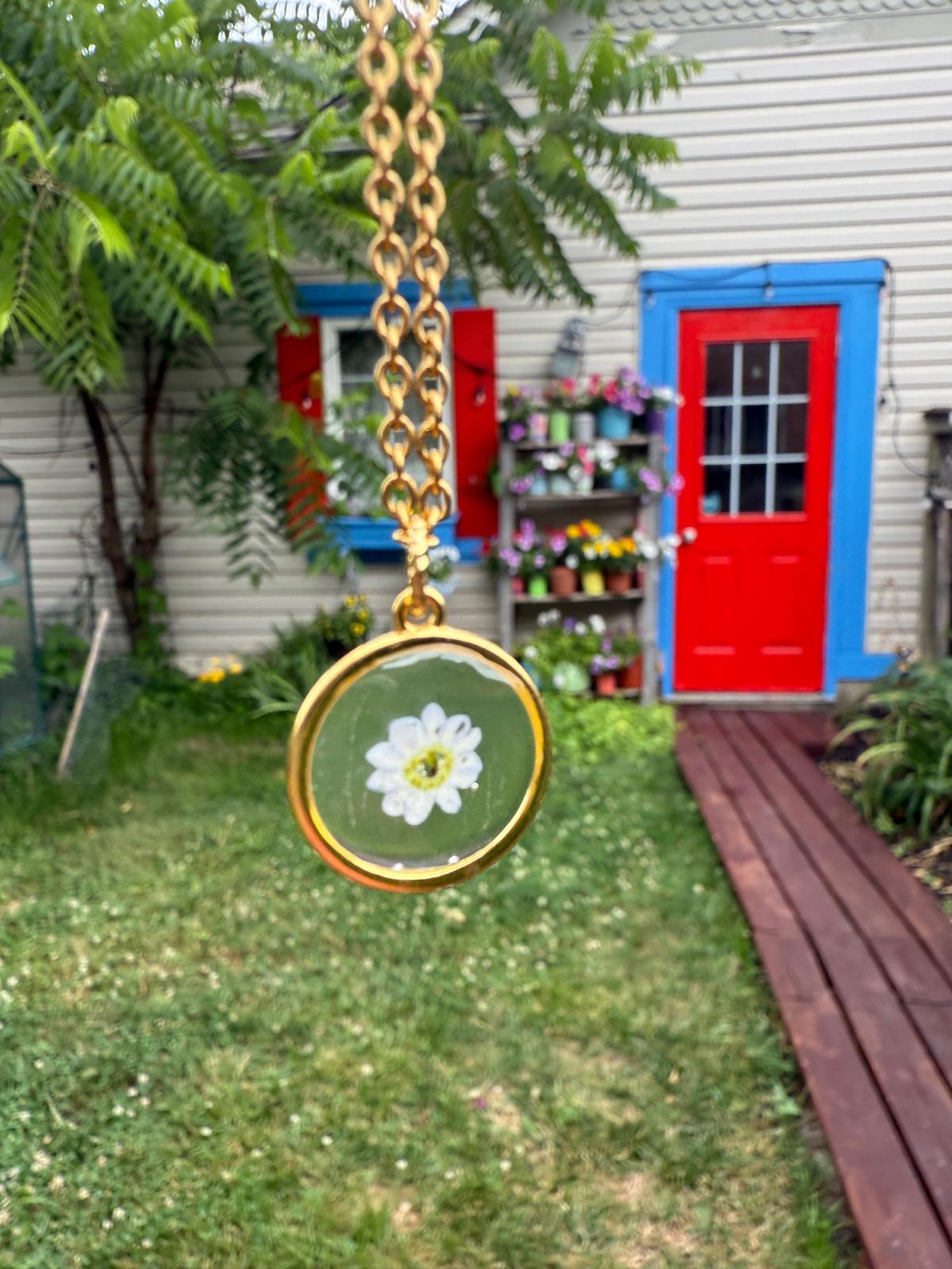 Forget-me-Not Gold Pressed Flower Pendant Necklace